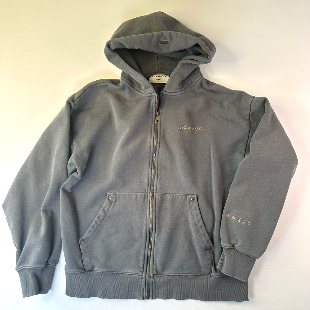 YoungLA Gray Zip Up Sweater